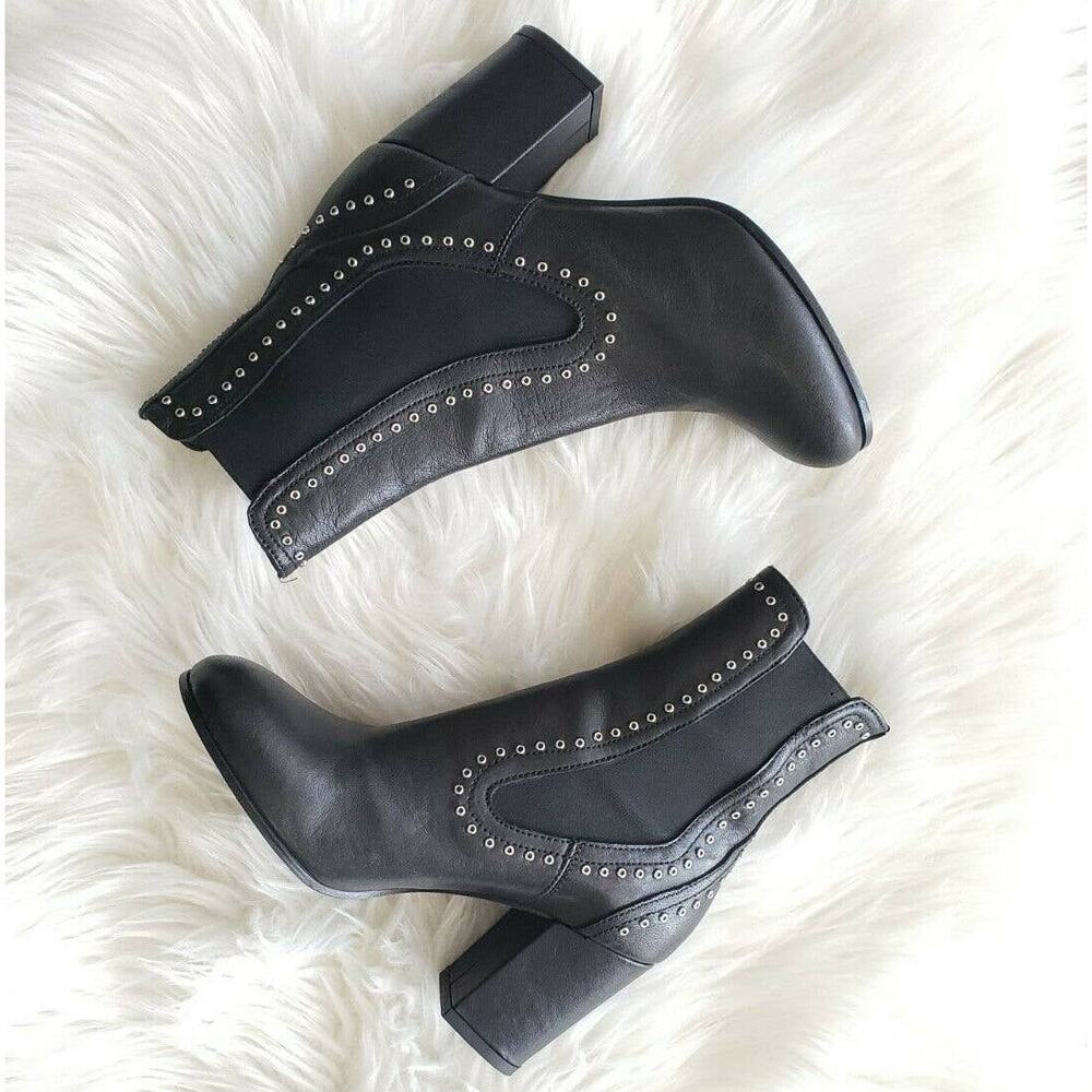 Lemare Black Studded Chelsea Boot SIZE 9 Chunky Heel Leather Italian Luxury NEW